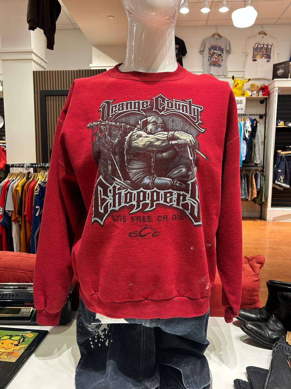Vintage Orange County Choppers Live Free Or Die Red Sweatshirt Size Large